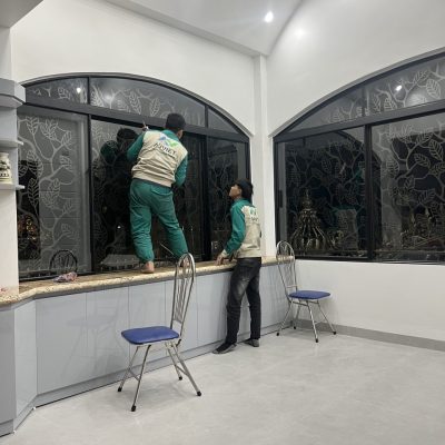 Cửa nhôm Slim uốn vòm cao cấp lắp đặt tại Hải Dương