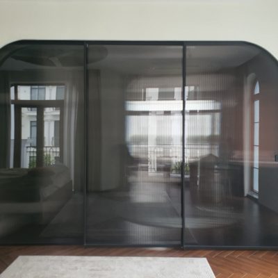 Cửa Slim lùa không liên kết kính sóng đen cao cấp