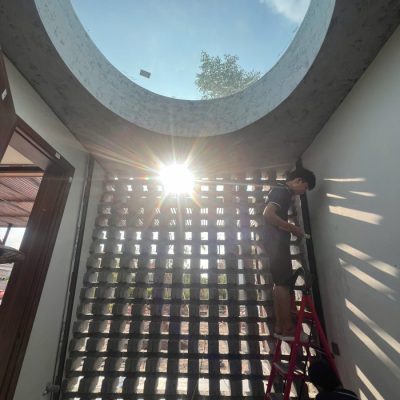 Mái kính cường lực dán an toàn hình tròn