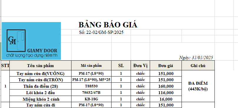 Tổng hợp báo giá